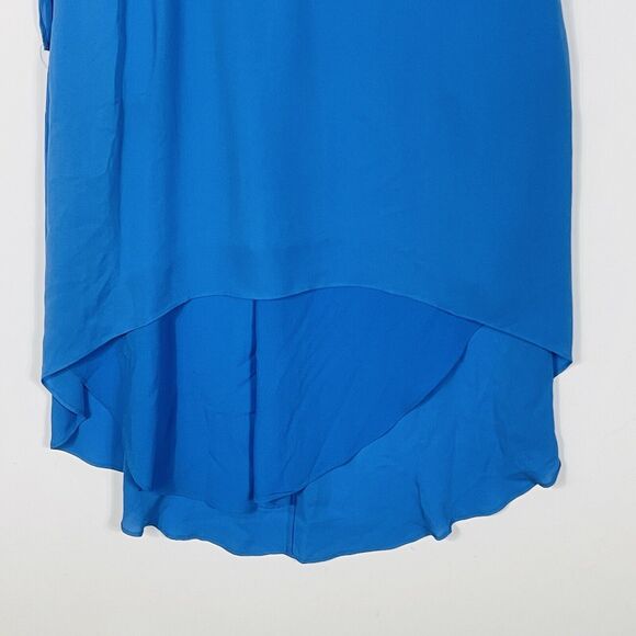 Kobi Halperin Blue Silk Sleeveless Blouson Asymmetrical Side Tie Dress Womens 10 - Picture 3 of 9